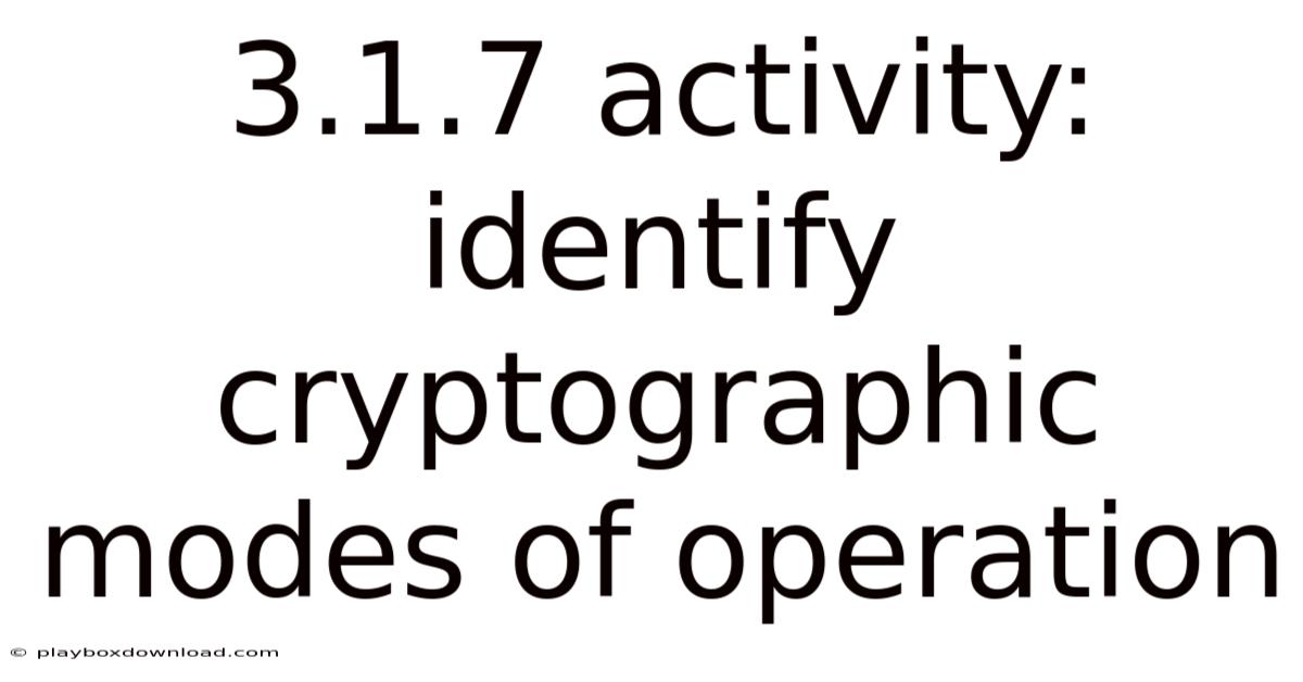 3.1.7 Activity: Identify Cryptographic Modes Of Operation