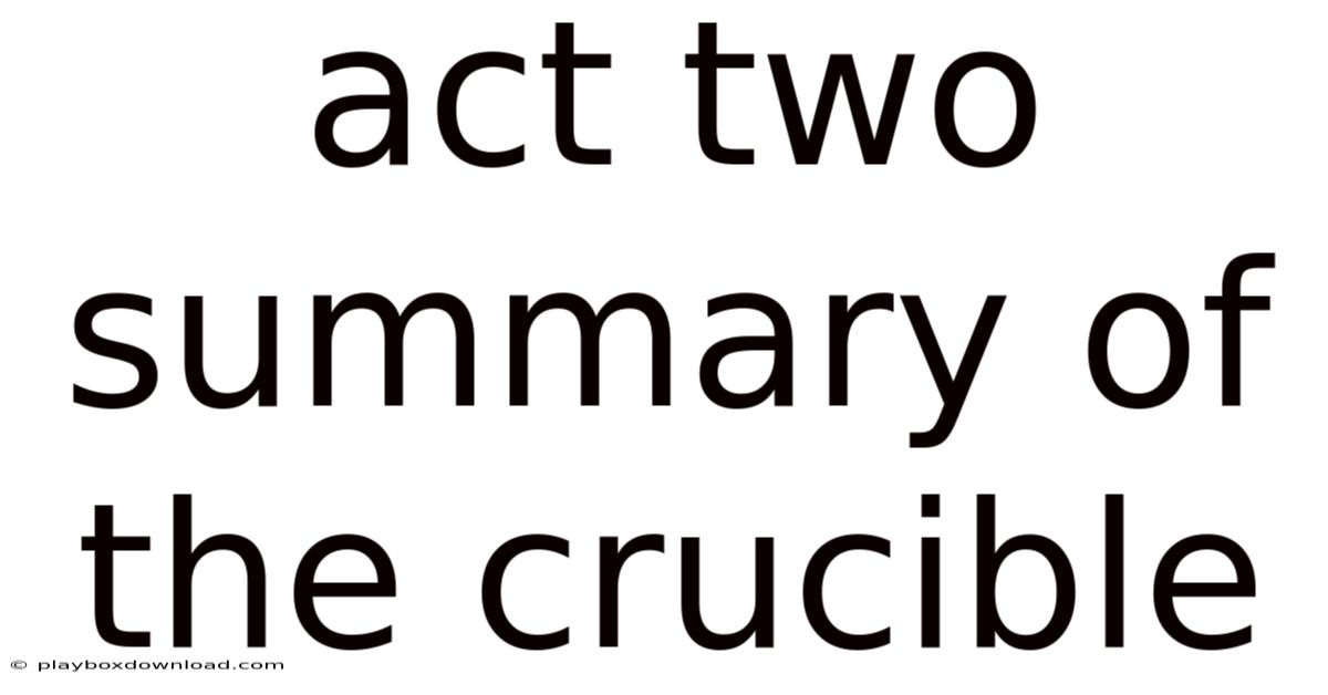 Act Two Summary Of The Crucible