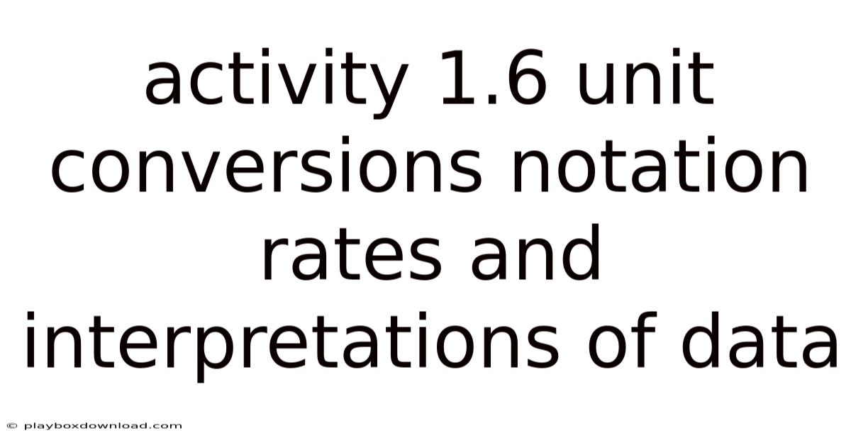 Activity 1.6 Unit Conversions Notation Rates And Interpretations Of Data