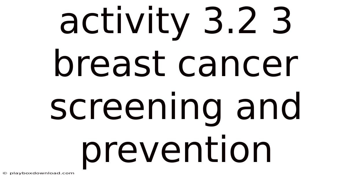 Activity 3.2 3 Breast Cancer Screening And Prevention