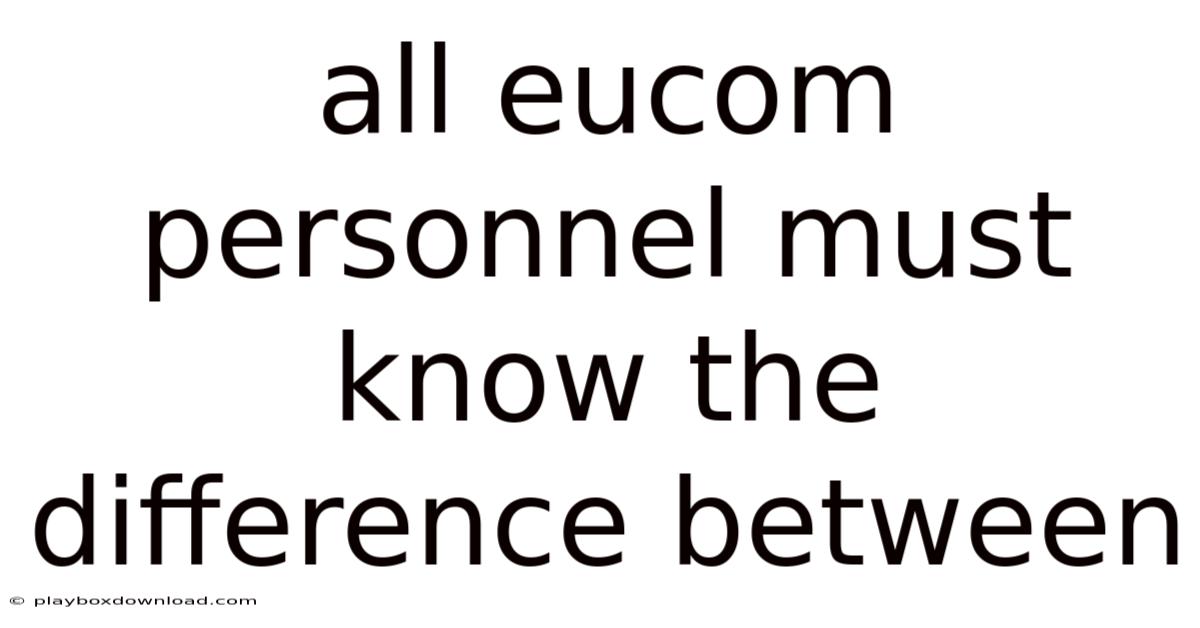 All Eucom Personnel Must Know The Difference Between
