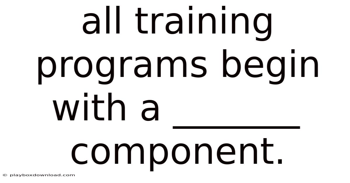 All Training Programs Begin With A _______ Component.