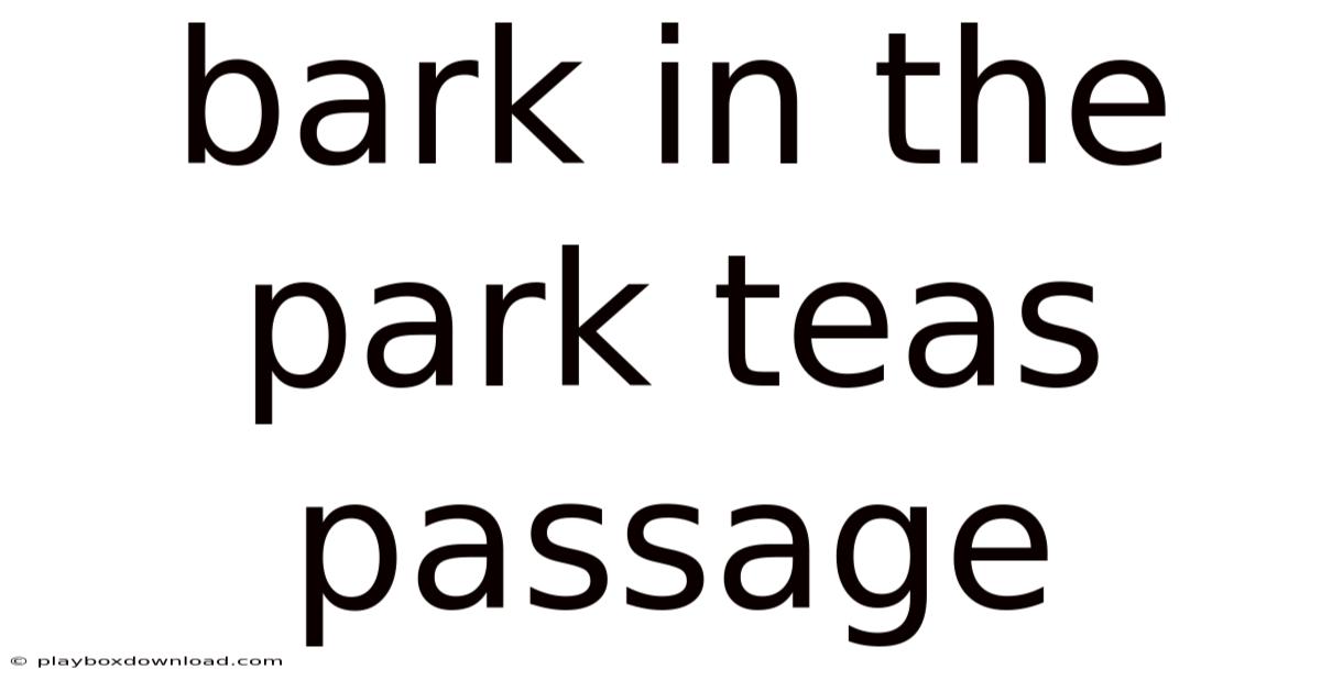 Bark In The Park Teas Passage