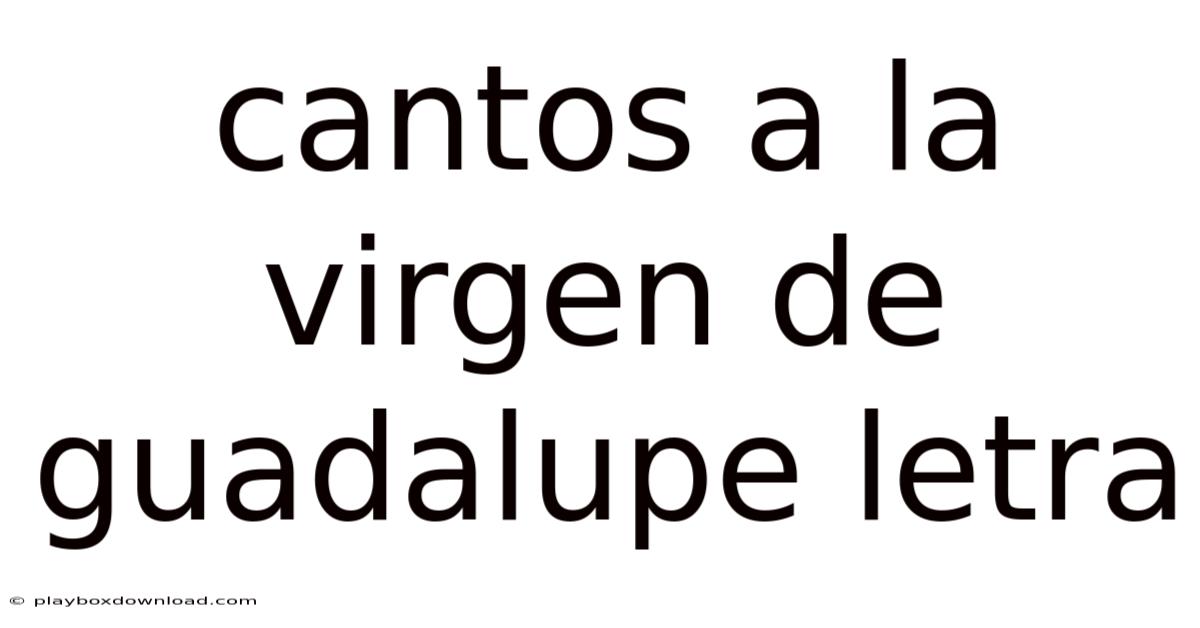 Cantos A La Virgen De Guadalupe Letra