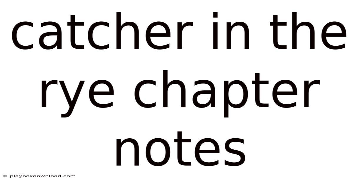 Catcher In The Rye Chapter Notes