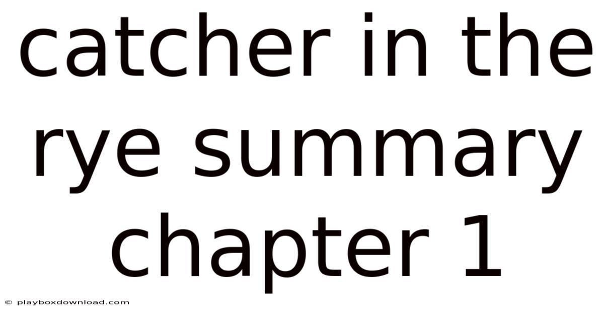 Catcher In The Rye Summary Chapter 1