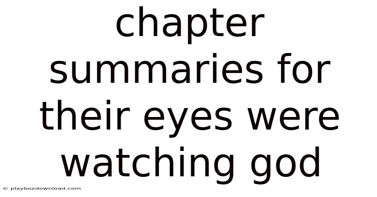 Chapter Summaries For Their Eyes Were Watching God