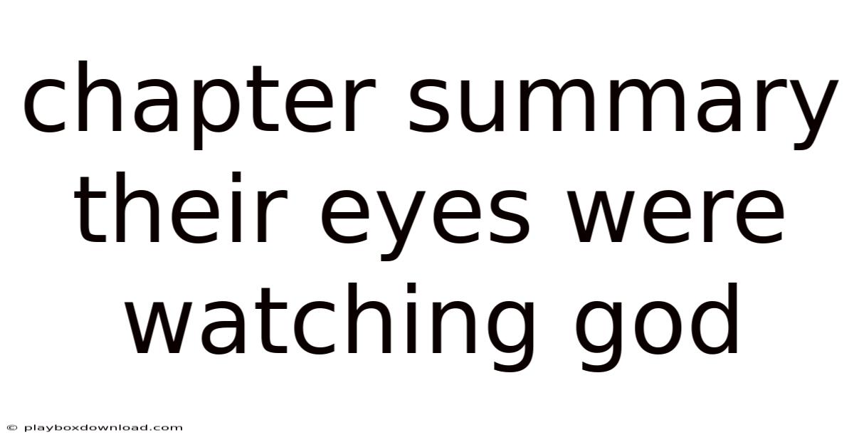 Chapter Summary Their Eyes Were Watching God