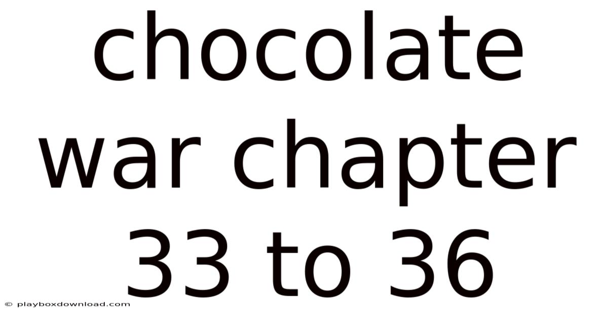 Chocolate War Chapter 33 To 36