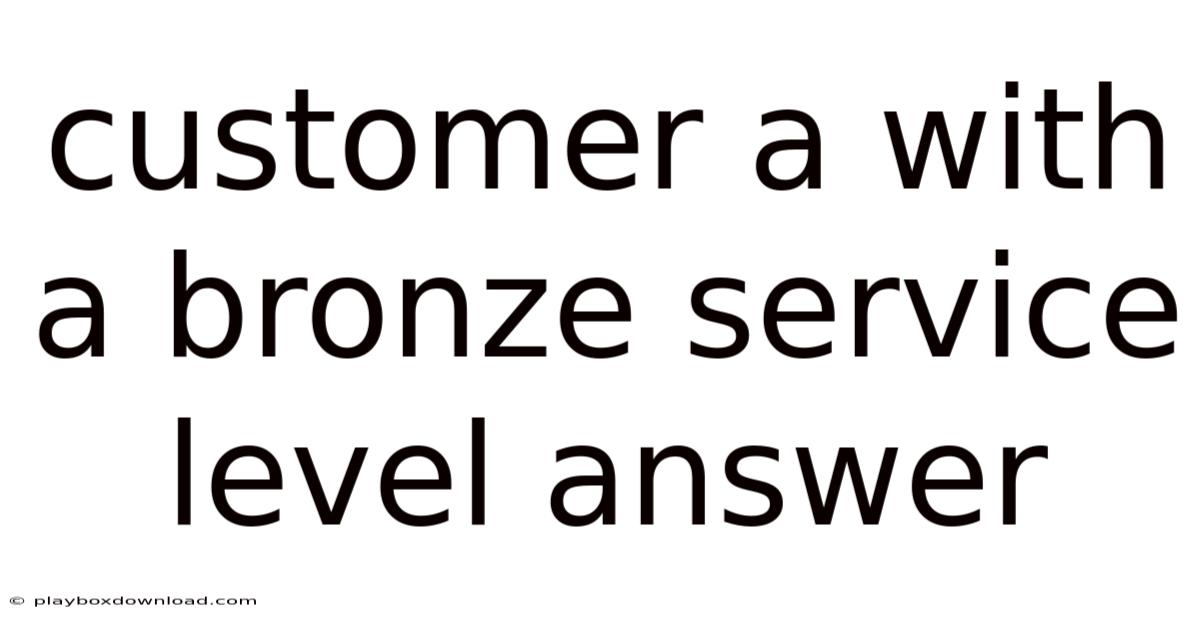 Customer A With A Bronze Service Level Answer