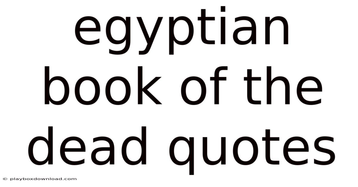 Egyptian Book Of The Dead Quotes