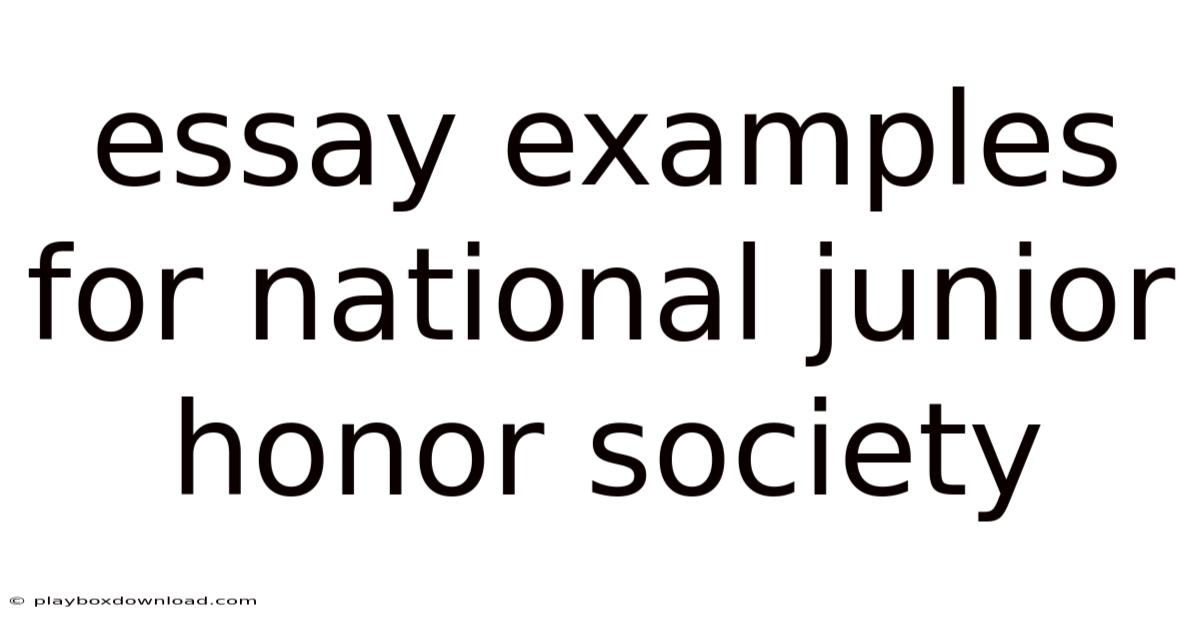 Essay Examples For National Junior Honor Society