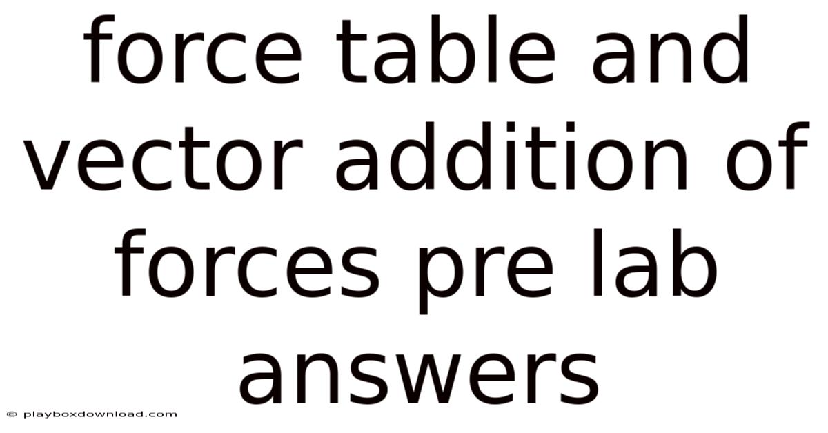 Force Table And Vector Addition Of Forces Pre Lab Answers