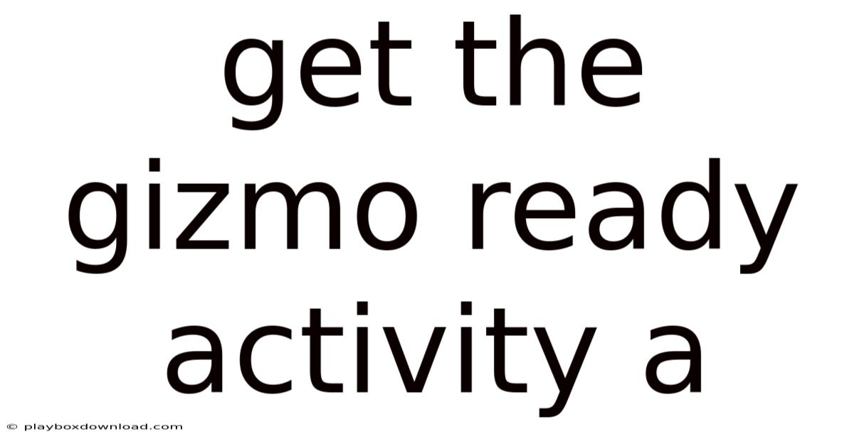 Get The Gizmo Ready Activity A