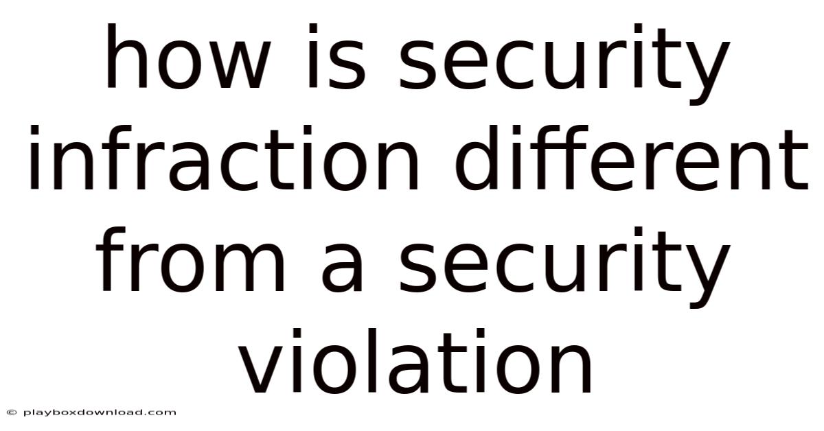 How Is Security Infraction Different From A Security Violation