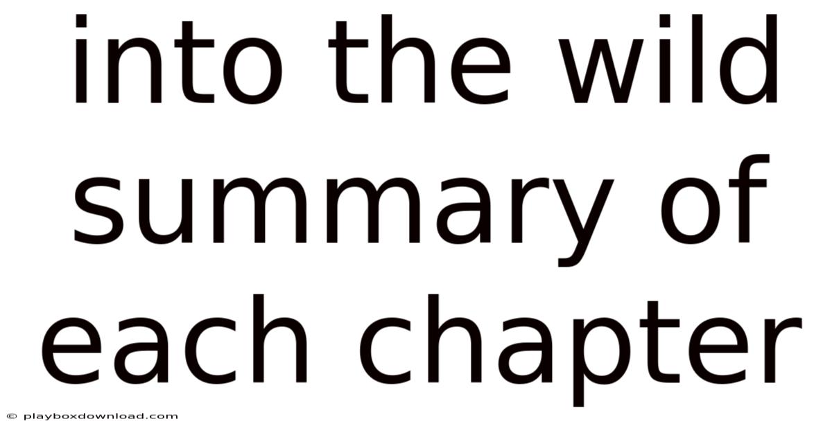 Into The Wild Summary Of Each Chapter