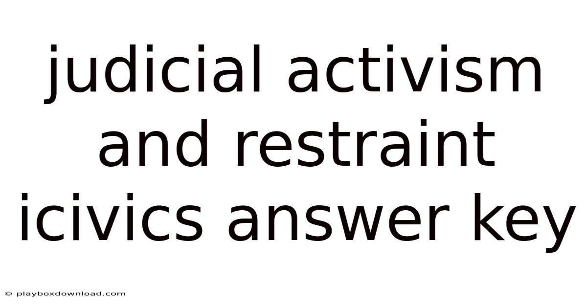 Judicial Activism And Restraint Icivics Answer Key