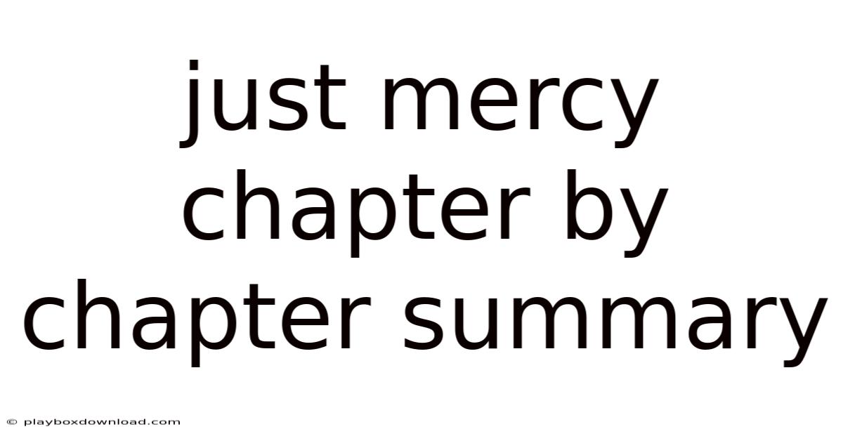 Just Mercy Chapter By Chapter Summary