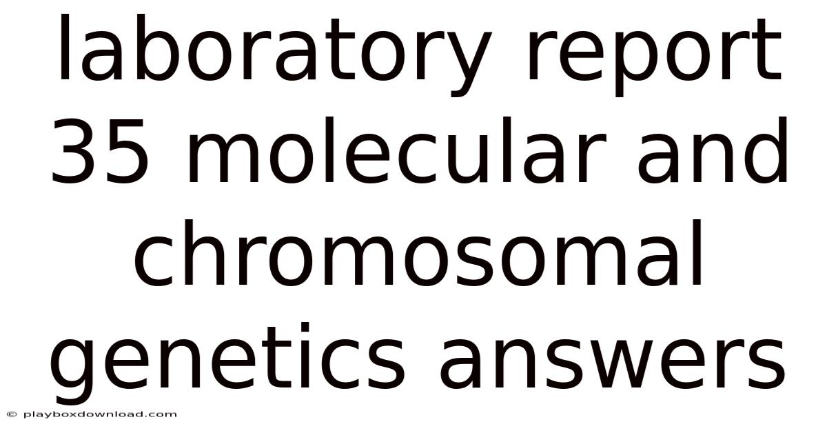 Laboratory Report 35 Molecular And Chromosomal Genetics Answers