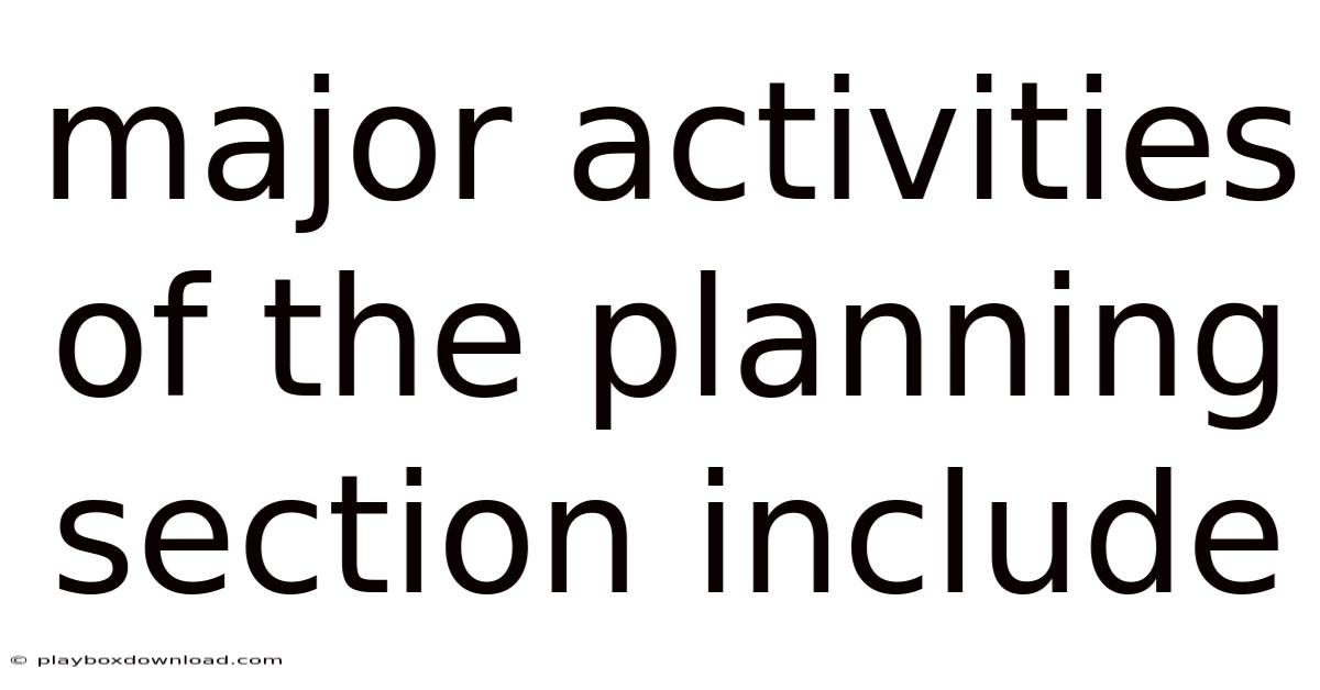 Major Activities Of The Planning Section Include