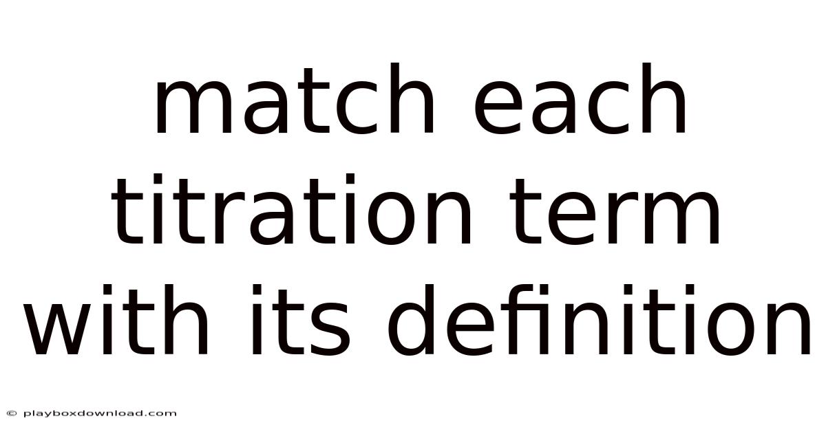 Match Each Titration Term With Its Definition