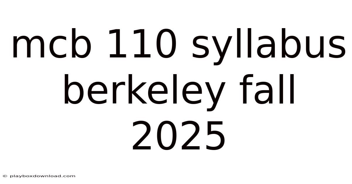 Mcb 110 Syllabus Berkeley Fall 2025