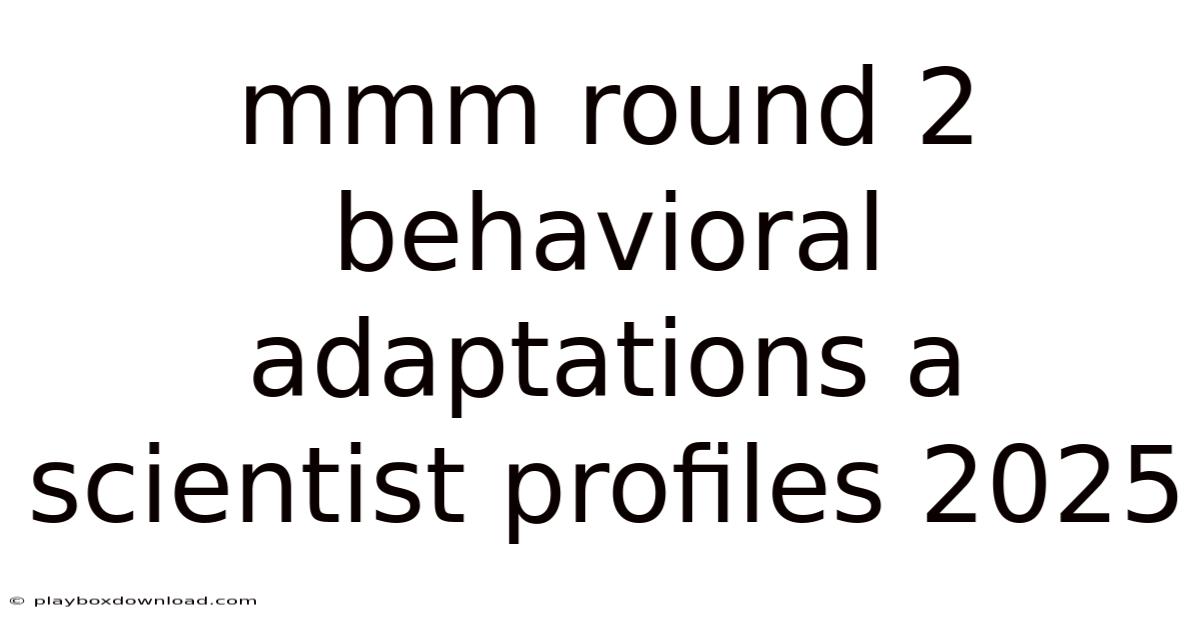 Mmm Round 2 Behavioral Adaptations A Scientist Profiles 2025