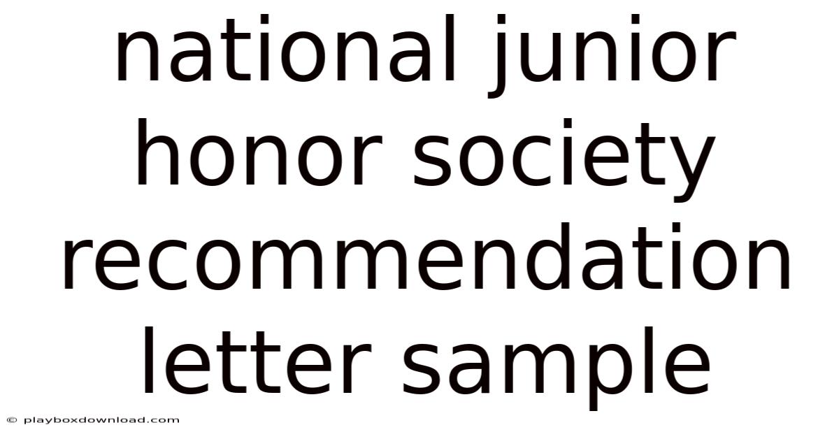 National Junior Honor Society Recommendation Letter Sample