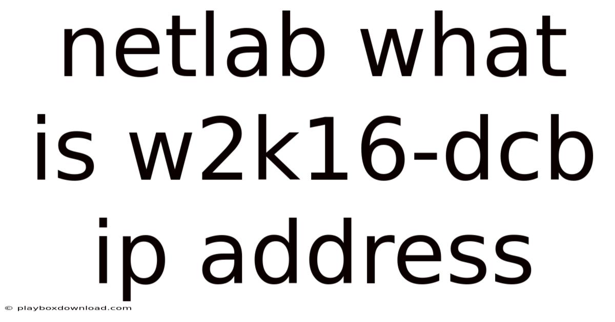 Netlab What Is W2k16-dcb Ip Address