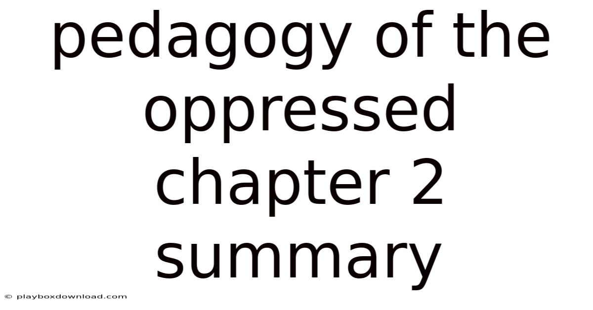 Pedagogy Of The Oppressed Chapter 2 Summary