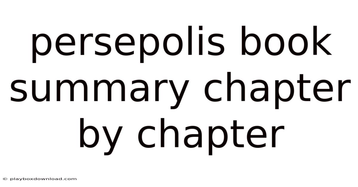 Persepolis Book Summary Chapter By Chapter