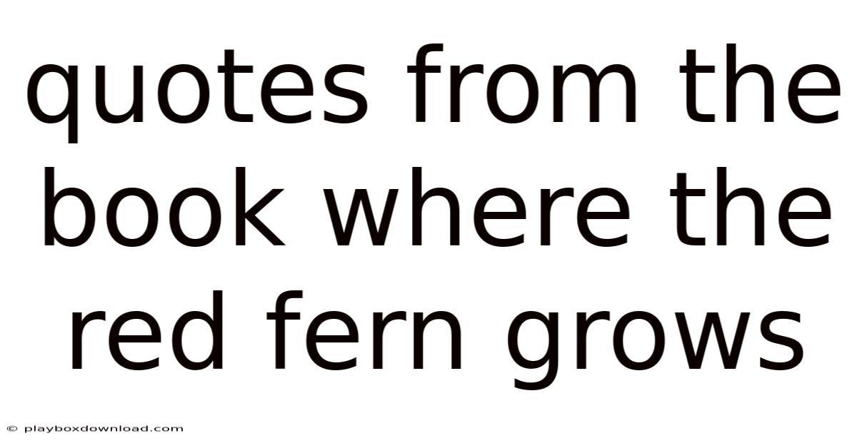 Quotes From The Book Where The Red Fern Grows
