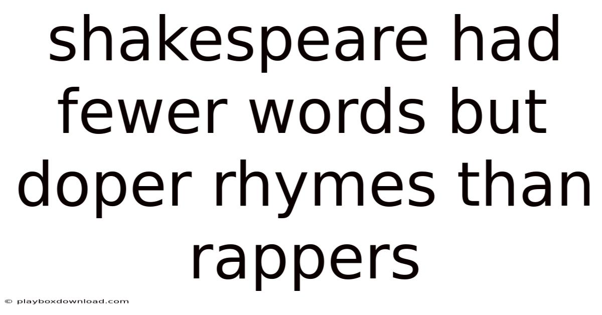 Shakespeare Had Fewer Words But Doper Rhymes Than Rappers