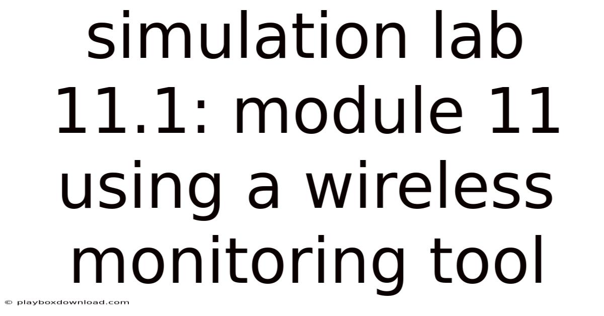 Simulation Lab 11.1: Module 11 Using A Wireless Monitoring Tool