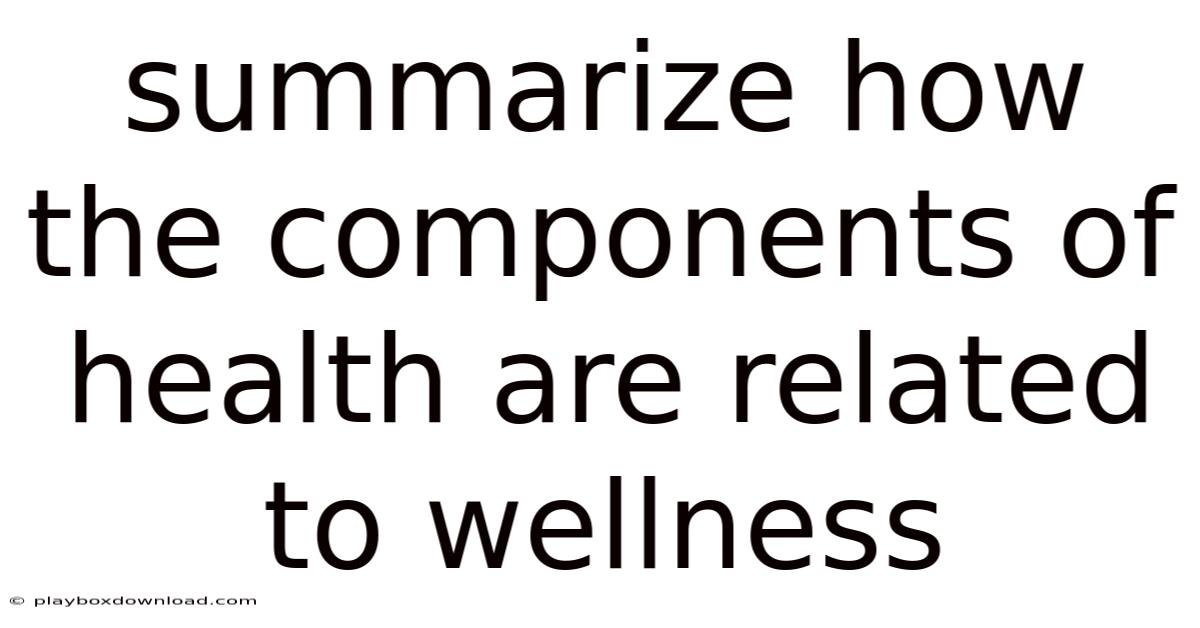 Summarize How The Components Of Health Are Related To Wellness