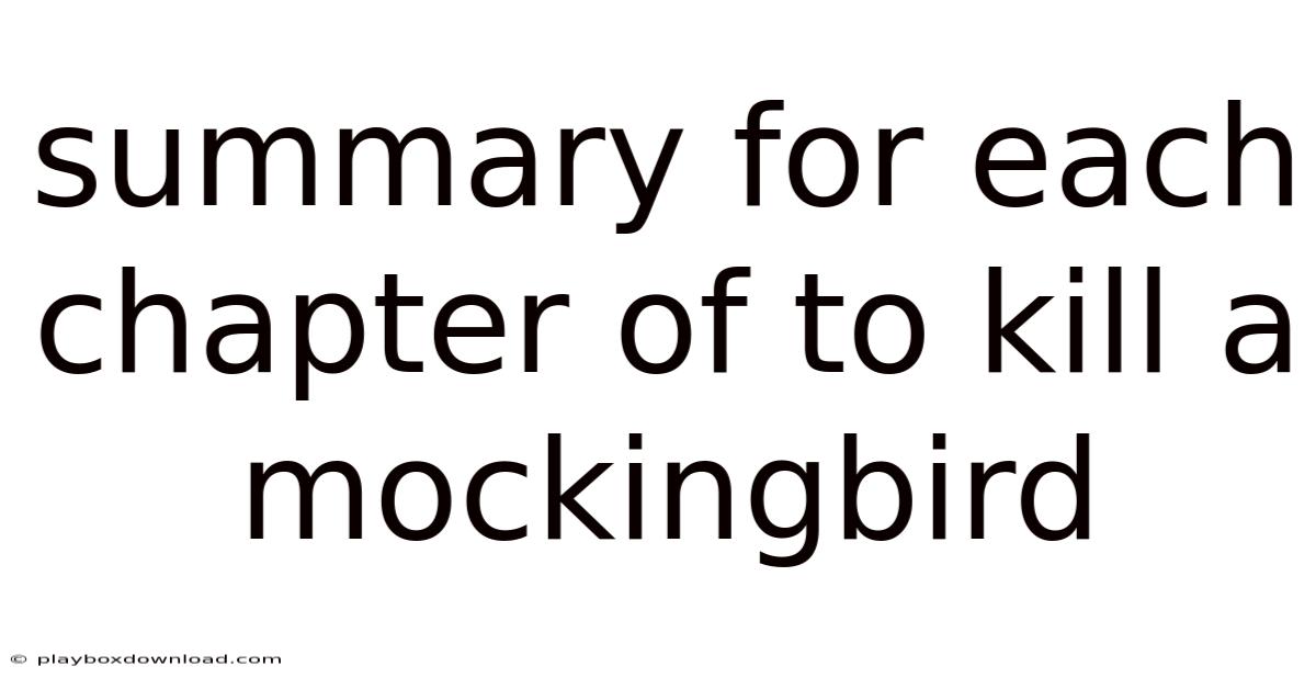 Summary For Each Chapter Of To Kill A Mockingbird