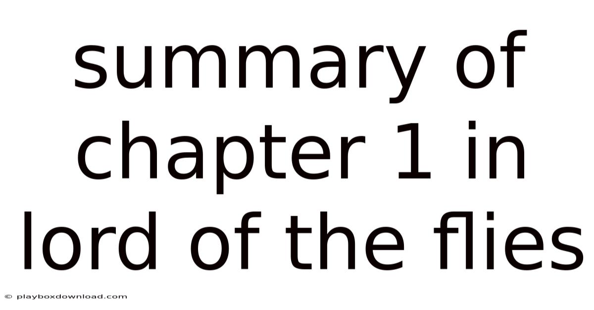 Summary Of Chapter 1 In Lord Of The Flies