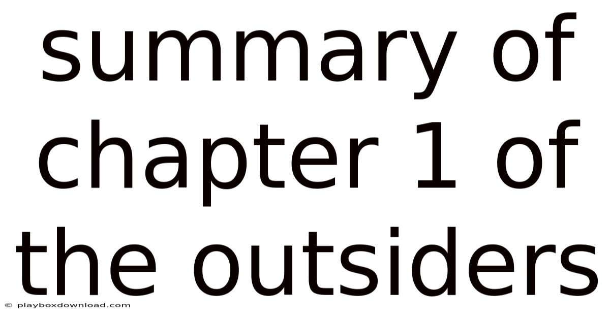 Summary Of Chapter 1 Of The Outsiders