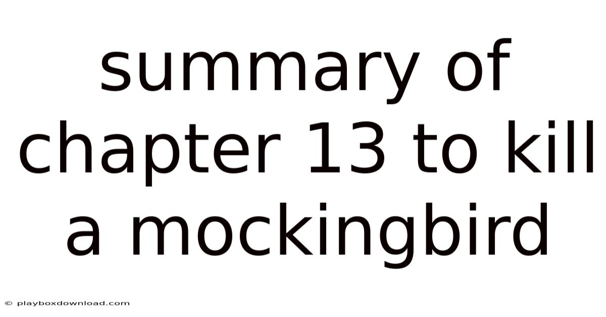 Summary Of Chapter 13 To Kill A Mockingbird