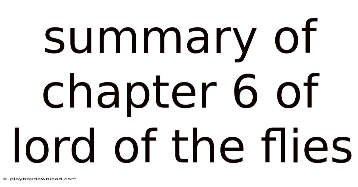 Summary Of Chapter 6 Of Lord Of The Flies