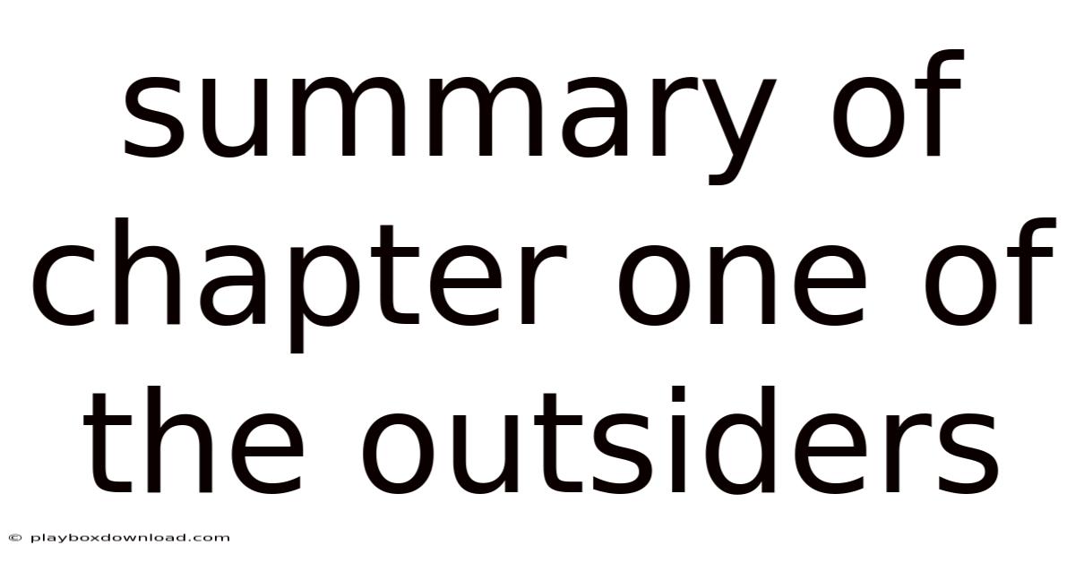 Summary Of Chapter One Of The Outsiders