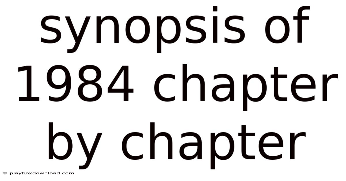Synopsis Of 1984 Chapter By Chapter