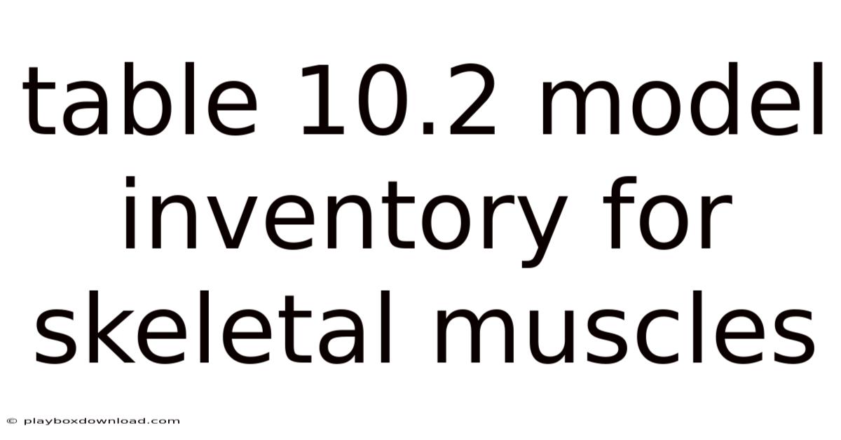 Table 10.2 Model Inventory For Skeletal Muscles