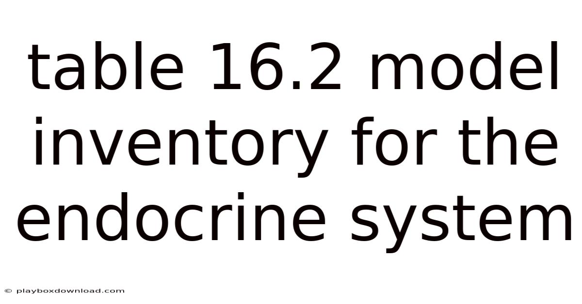 Table 16.2 Model Inventory For The Endocrine System