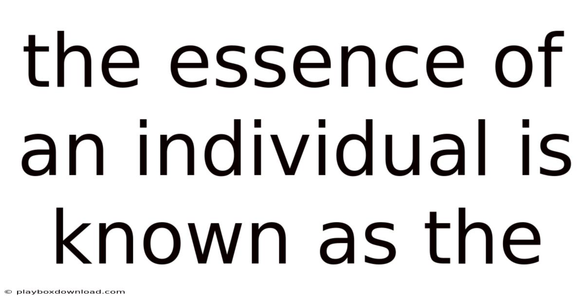 The Essence Of An Individual Is Known As The