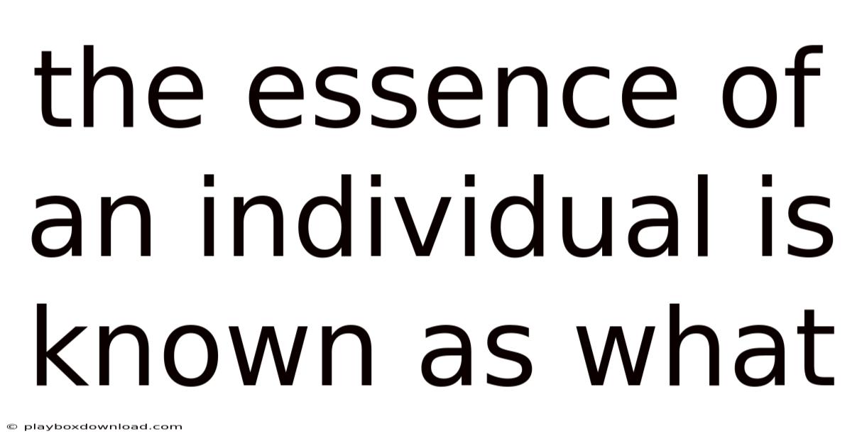 The Essence Of An Individual Is Known As What
