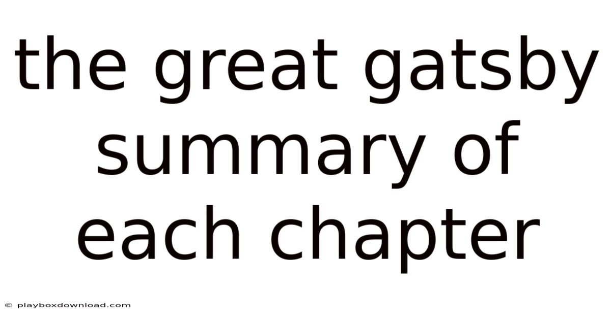 The Great Gatsby Summary Of Each Chapter