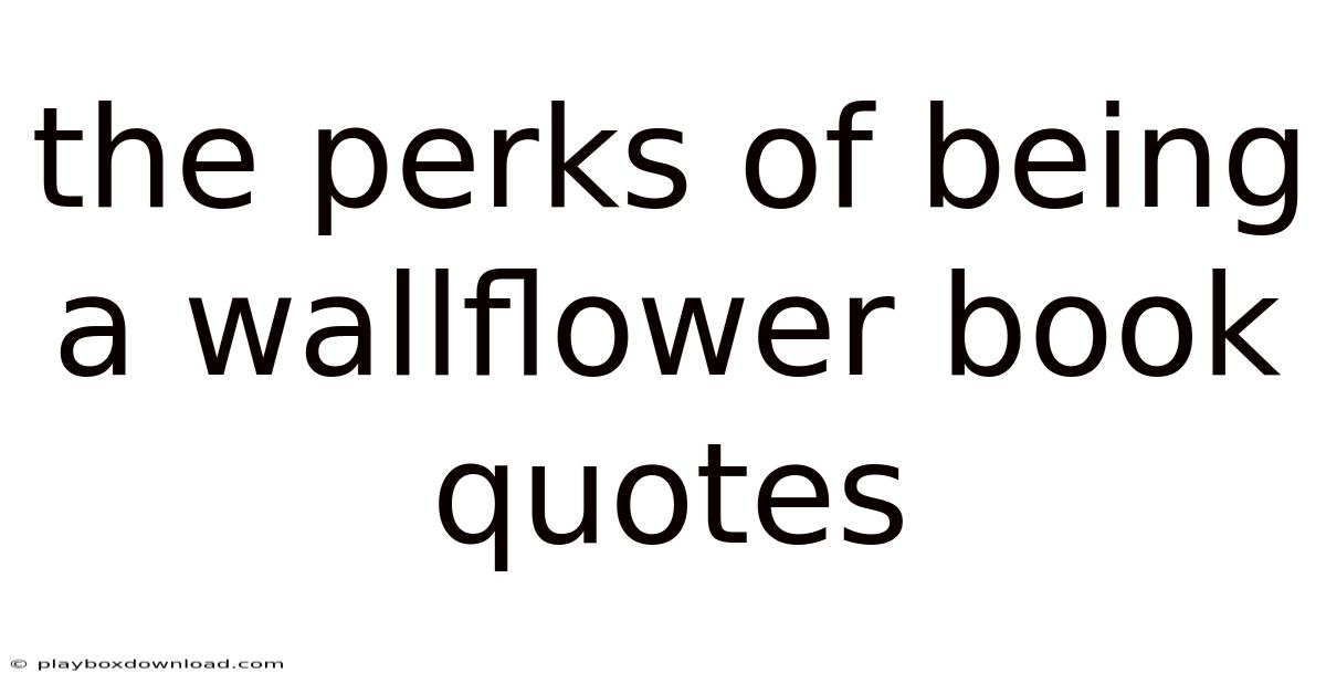 The Perks Of Being A Wallflower Book Quotes