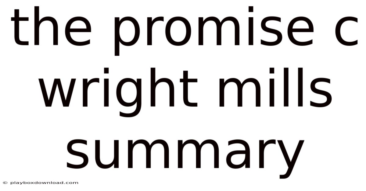 The Promise C Wright Mills Summary