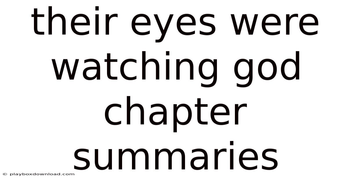 Their Eyes Were Watching God Chapter Summaries